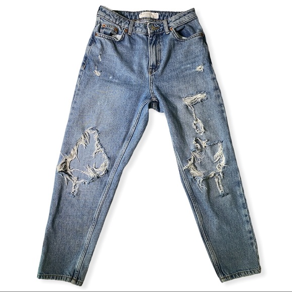 TOPSHOP Mom Petite High Waisted Jeans - Picture 2 of 11